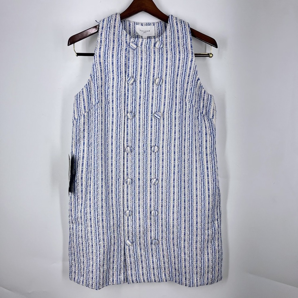 Pomander Place Ethereal Tweed Bianca Double Breasted Shift‎ Dress Medium NEW